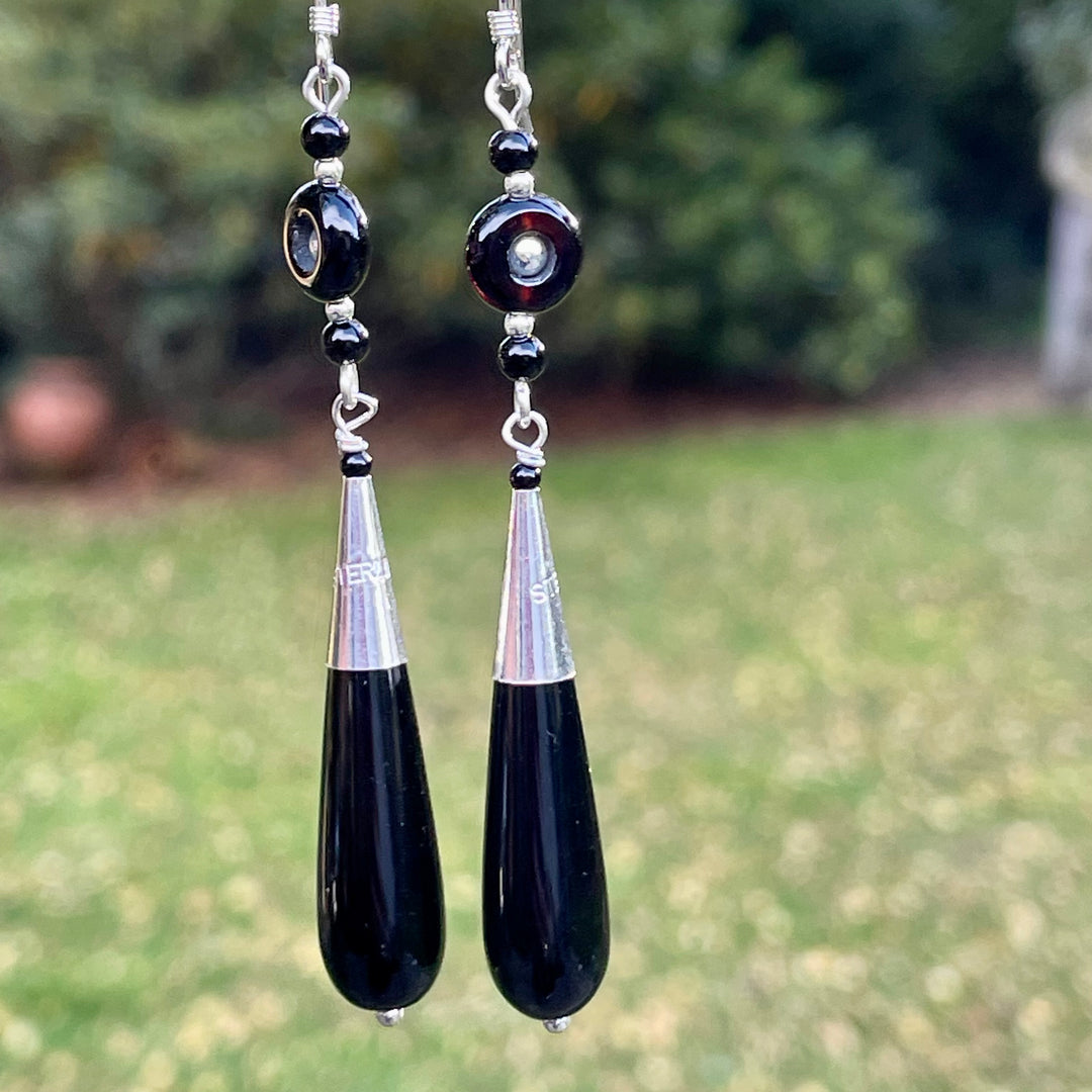Black onyx drop earrings