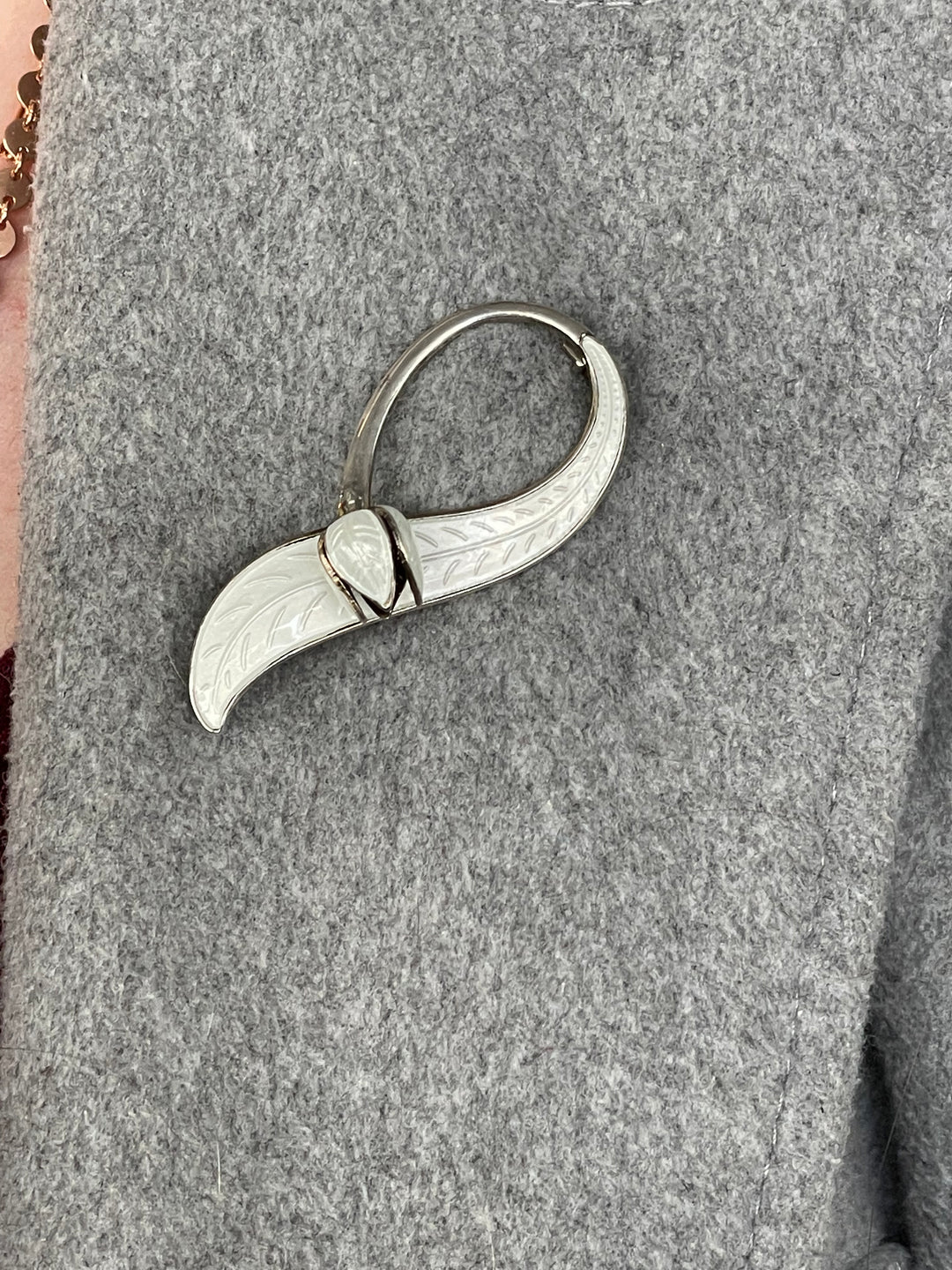 Vintage Enamel Lily of the Valley Brooch, White, Aksel Holmsen