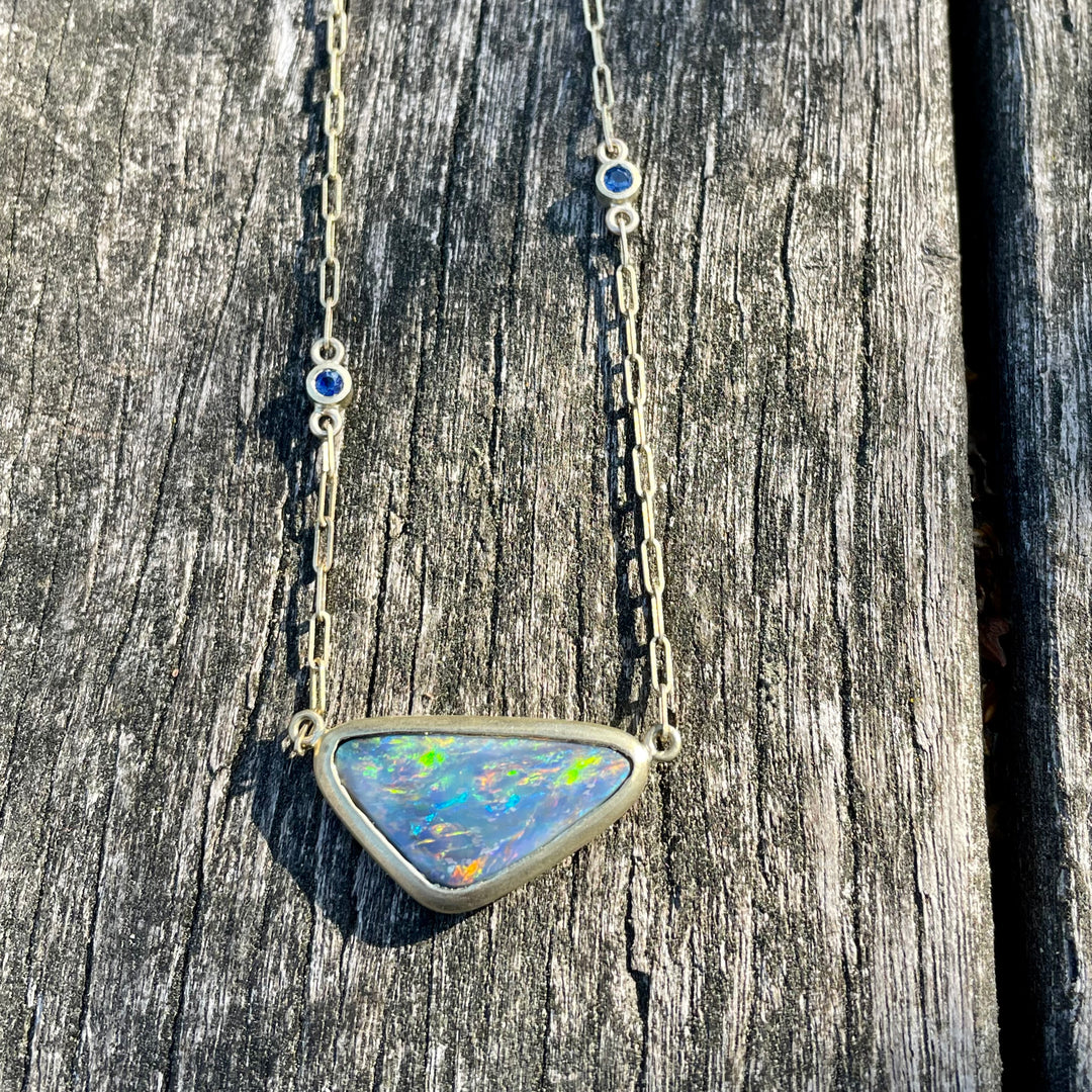 14ct Gold Black Opal Necklace