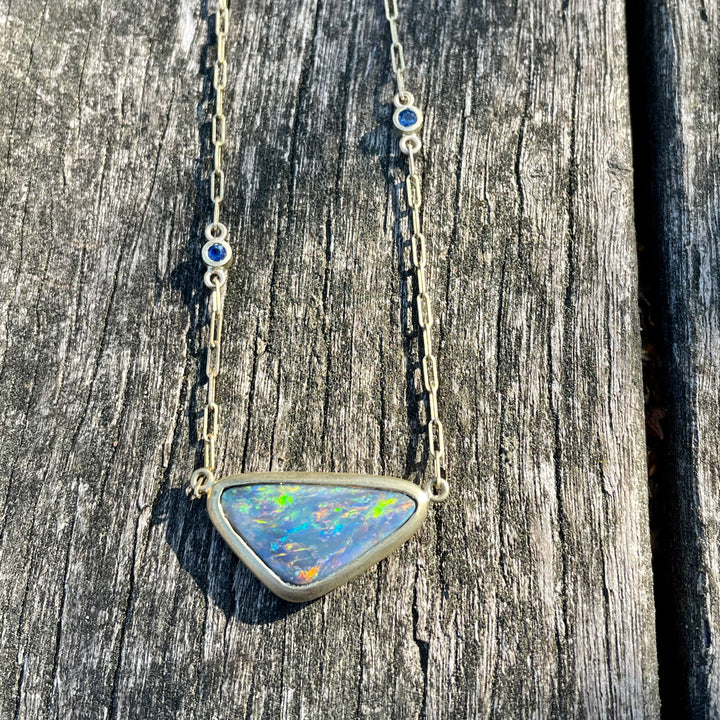 14ct Gold Black Opal Necklace