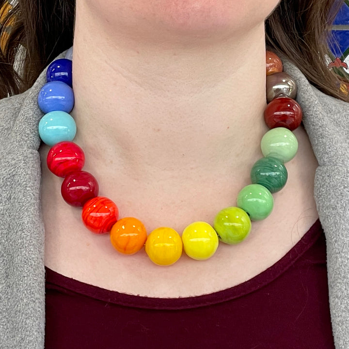 Blown glass rainbow necklace