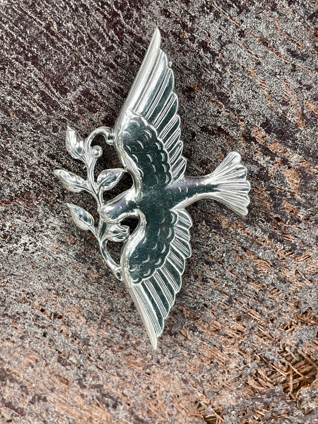 Vintage Sterling peace dove brooch