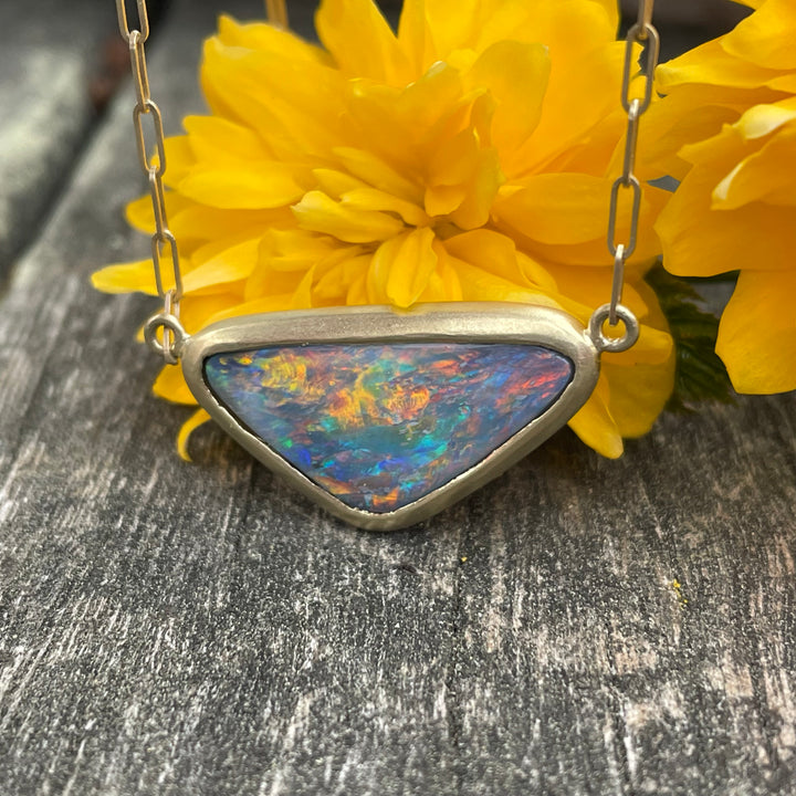 14ct Gold Black Opal Necklace