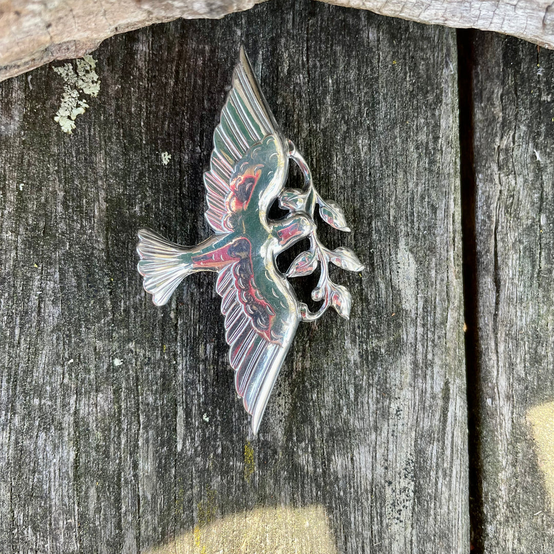 Vintage Sterling peace dove brooch