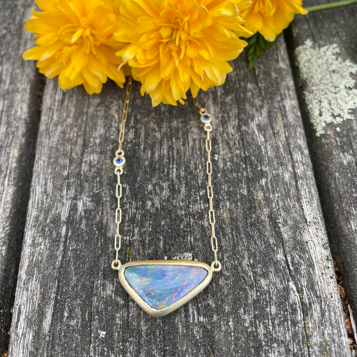 14ct Gold Black Opal Necklace