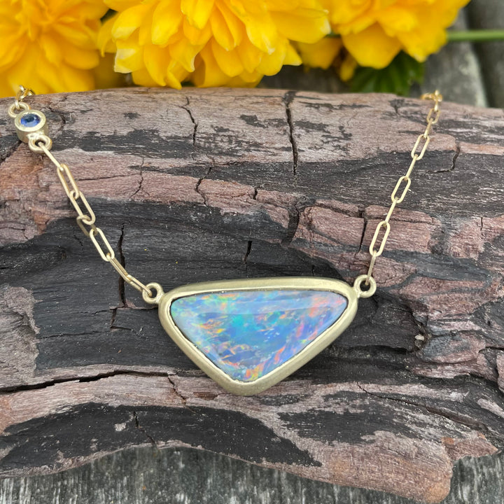 14ct Gold Black Opal Necklace