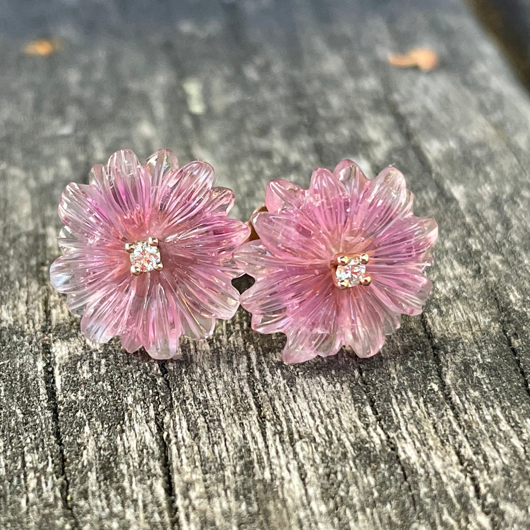 18ct Gold, Tourmaline and Diamond Studs