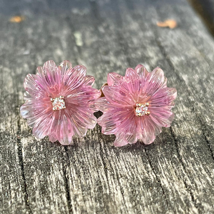 18ct Gold, Tourmaline and Diamond Studs