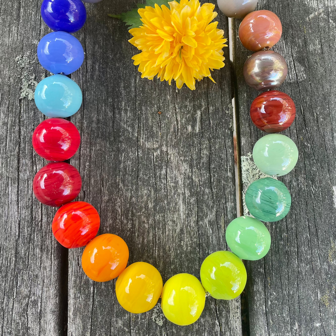 Blown glass rainbow necklace