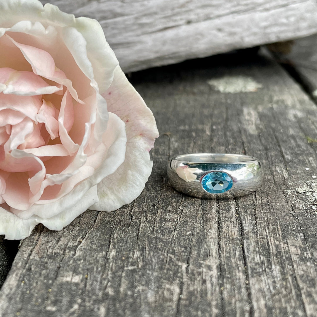 Blue Topaz Signet Ring