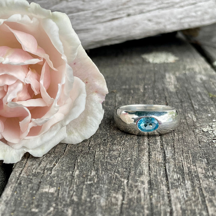 Blue Topaz Signet Ring