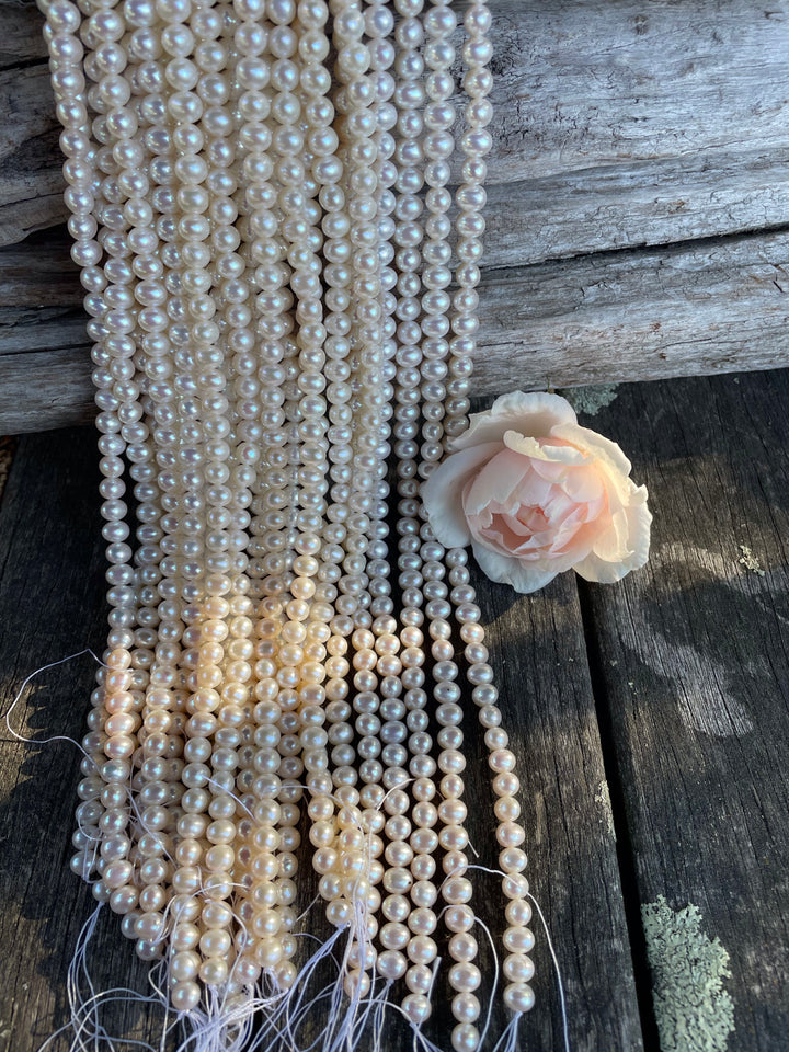 6mm-6.5mm white freshwater pearl potato loose strand