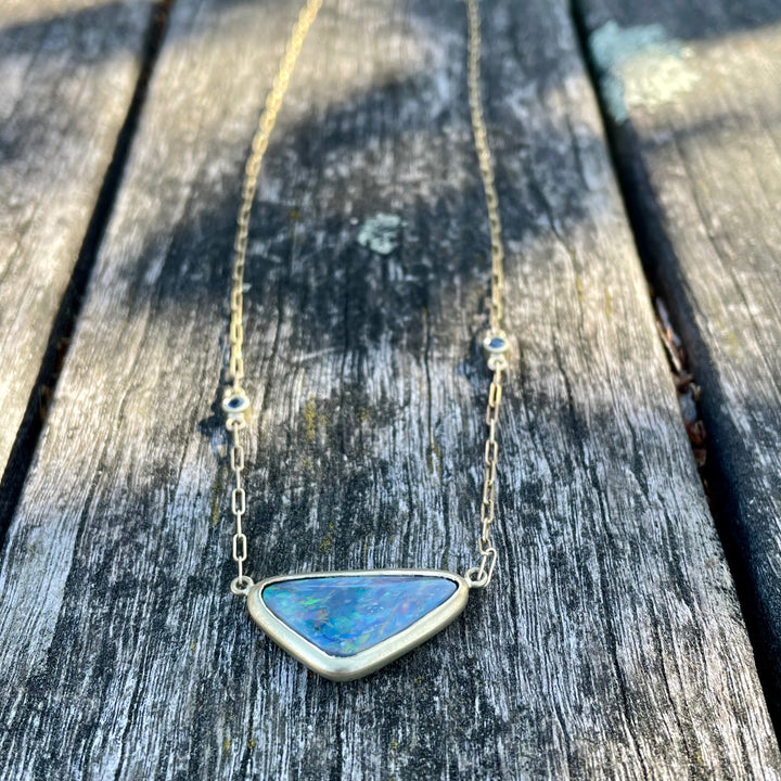 14ct Gold Black Opal Necklace