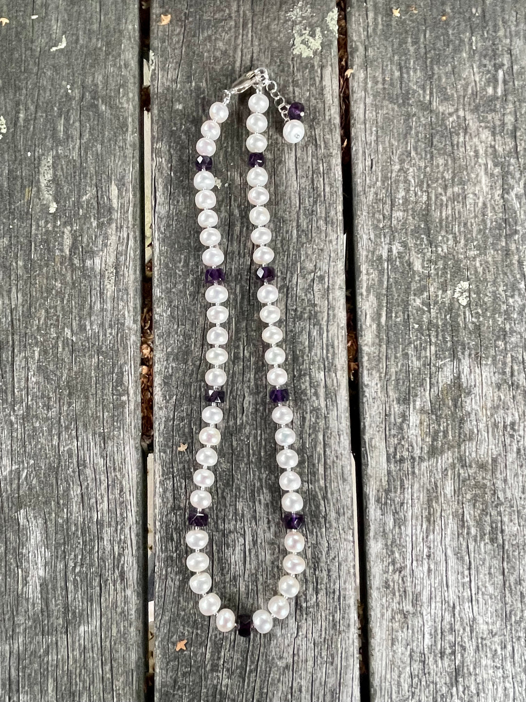 Amethyst and freshwater pearl necklace