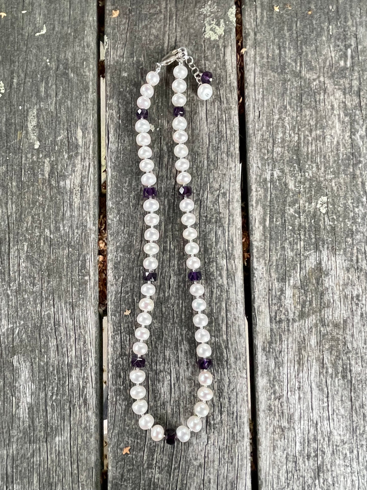 Amethyst and freshwater pearl necklace