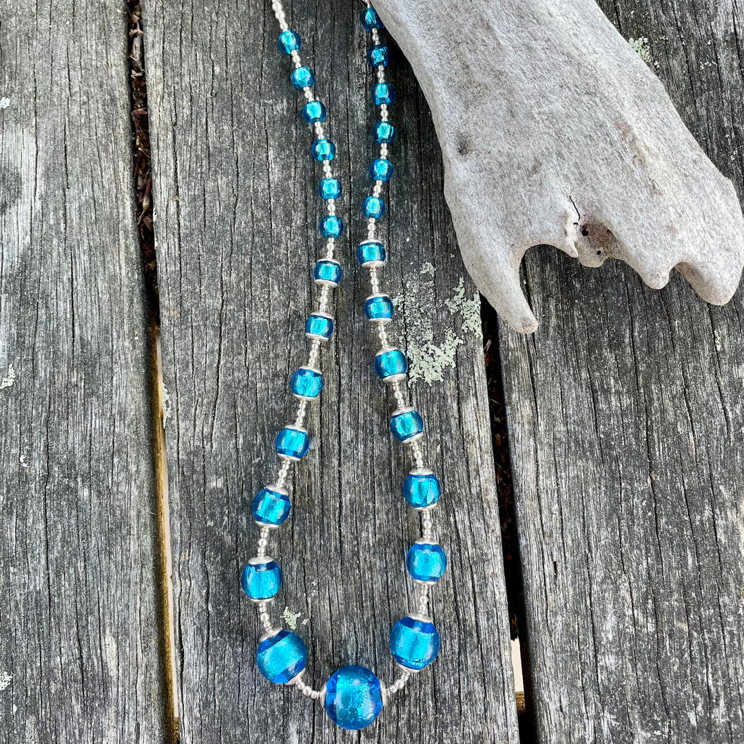 Vintage art deco Bohemian foil necklace