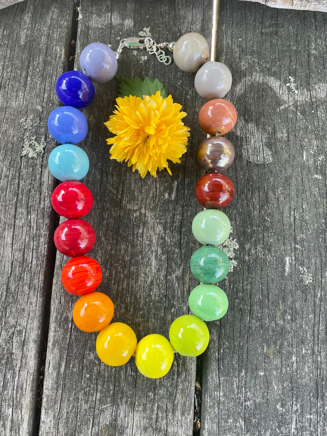 Blown glass rainbow necklace