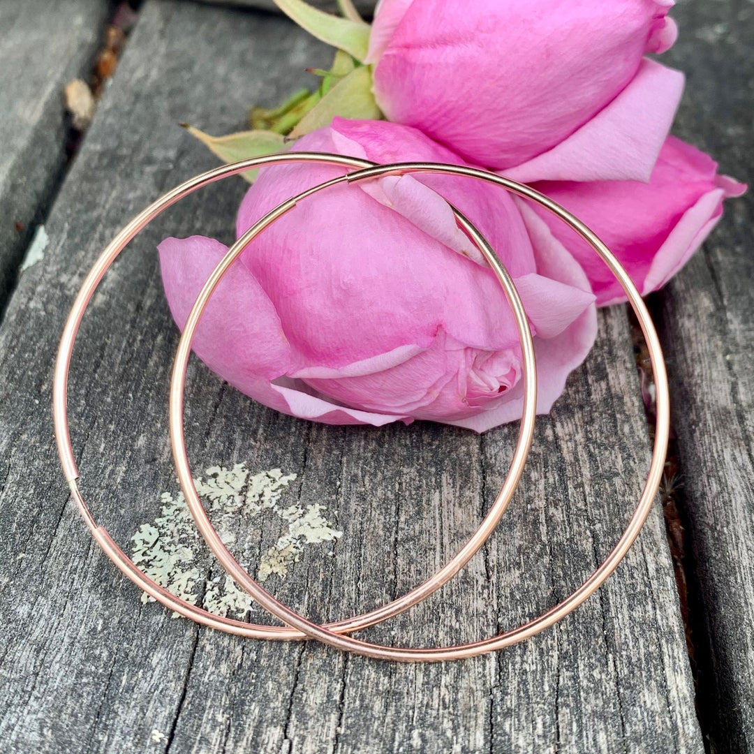 Rose Gold Fill Endless Hoop Earrings, 50.8mm