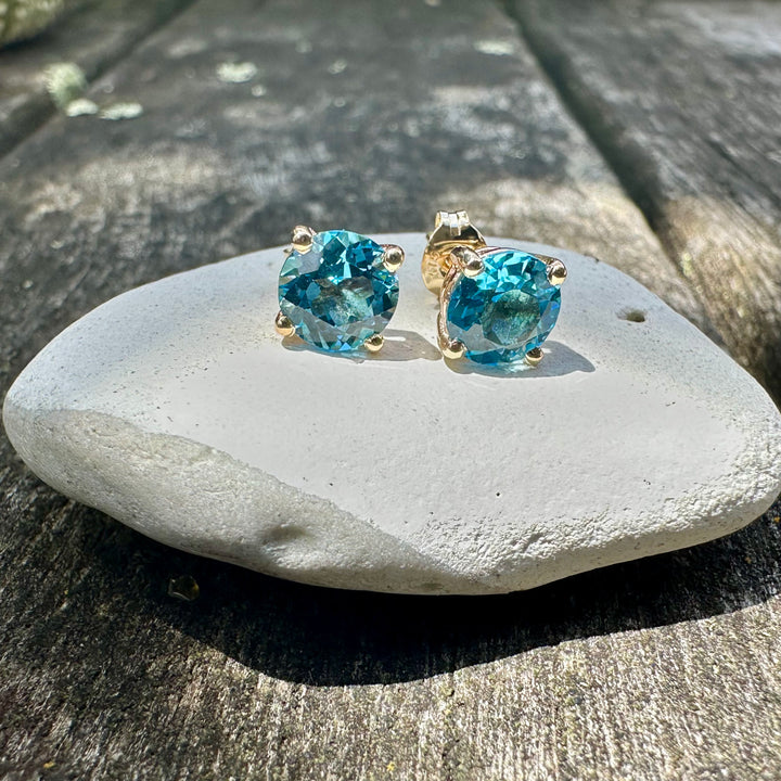 Swiss blue topaz studs