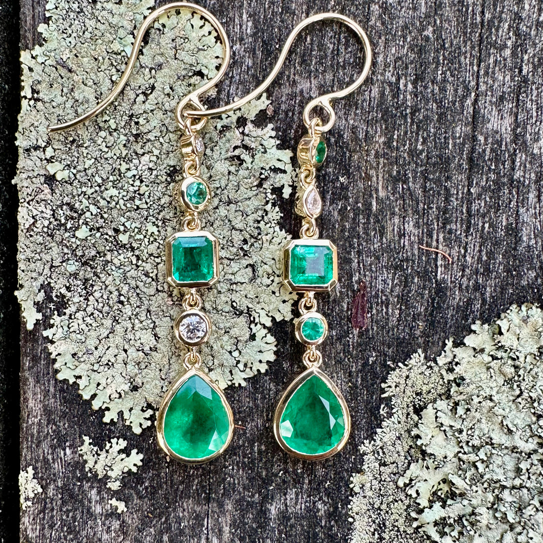 Wild at Heart Emerald and diamond earrings