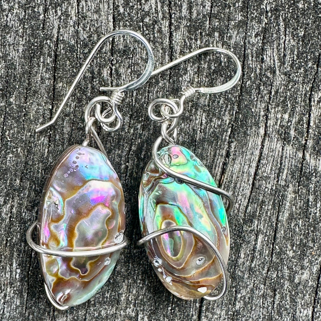 New Zealand paua corner earrings