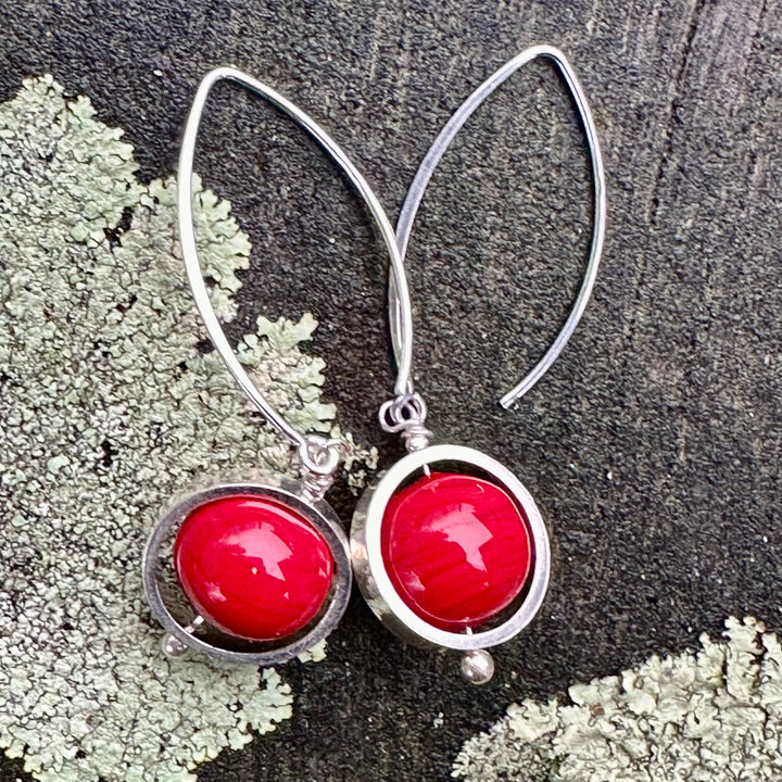 Opaque red Venetian glass earrings