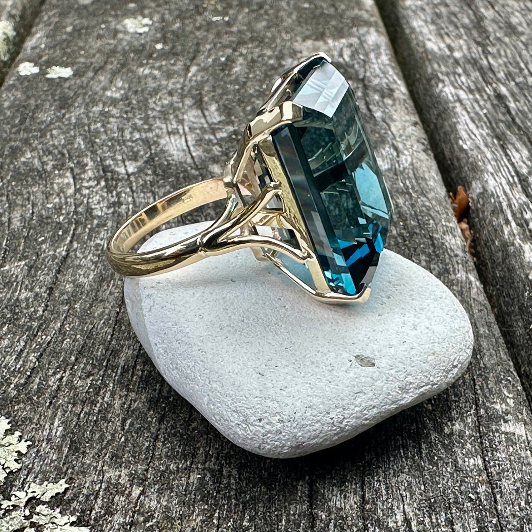 59.5 carat London Blue topaz ring