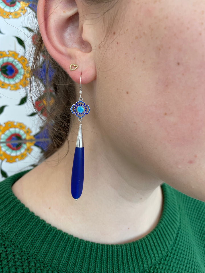 Seaglass and enamel earrings