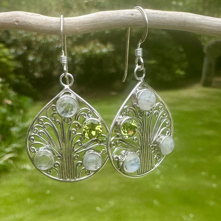 Peridot & moonstone earrings