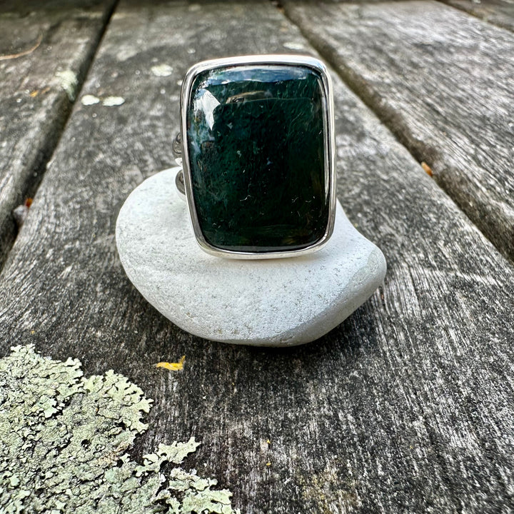 Moss agate ring