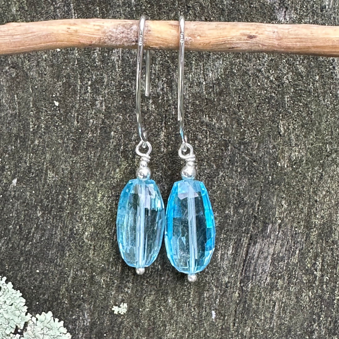 Faceted blue topaz earrings