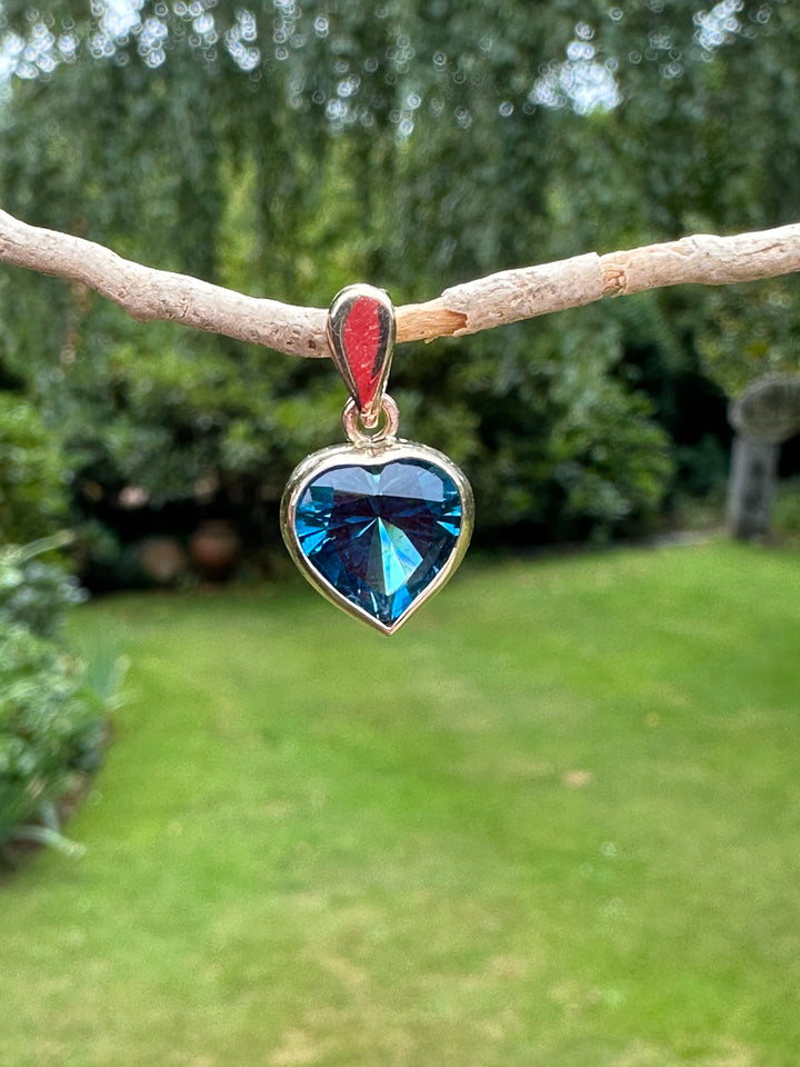 London blue topaz heart pendant
