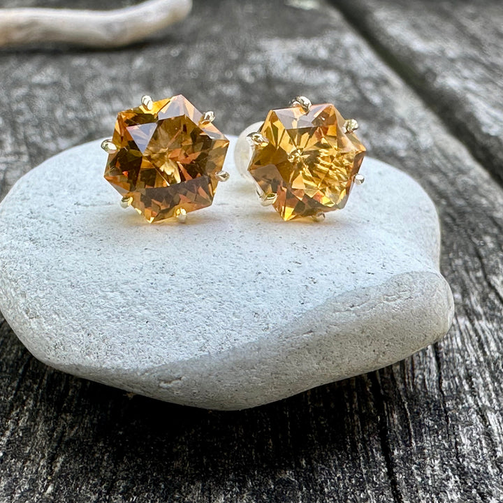 Brazilian citrine studs