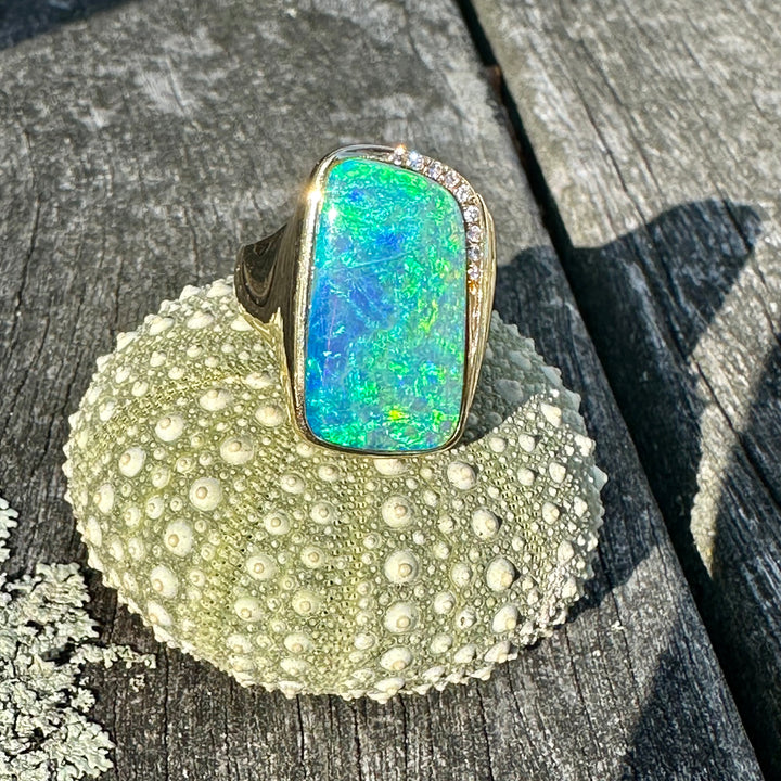 Australian opal doublet ring