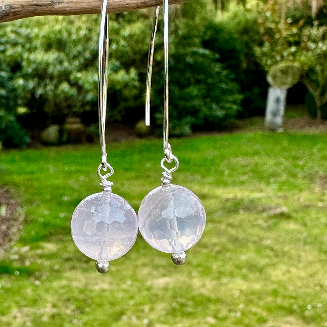 Faceted rose quartz earrings