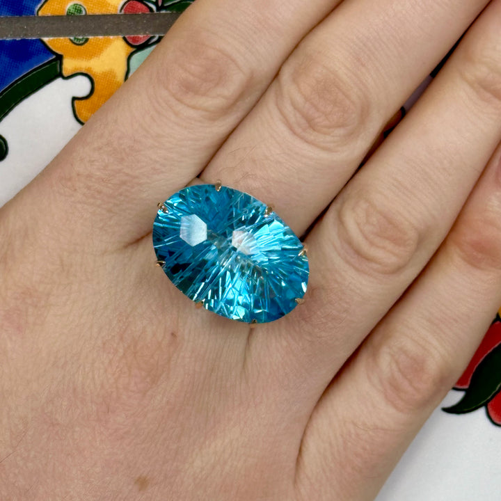 Huge blue topaz ring