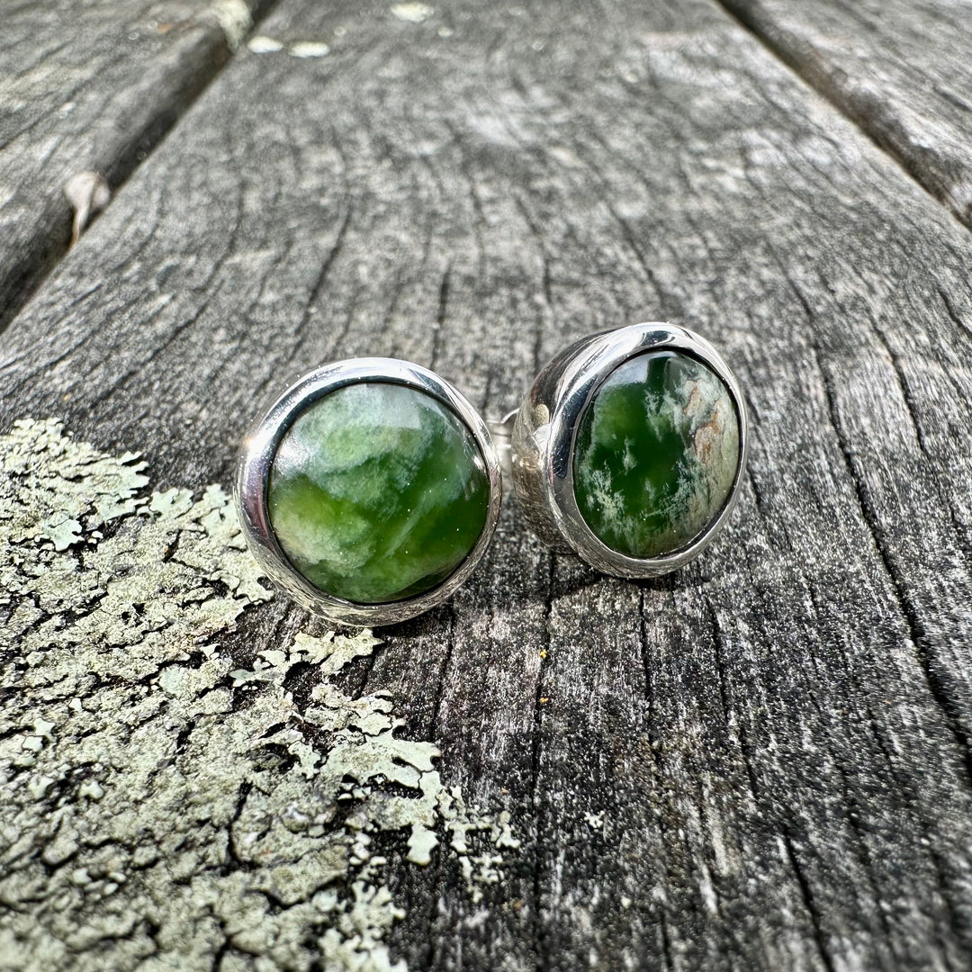 11mm Marsden Flower Greenstone Stud Earrings