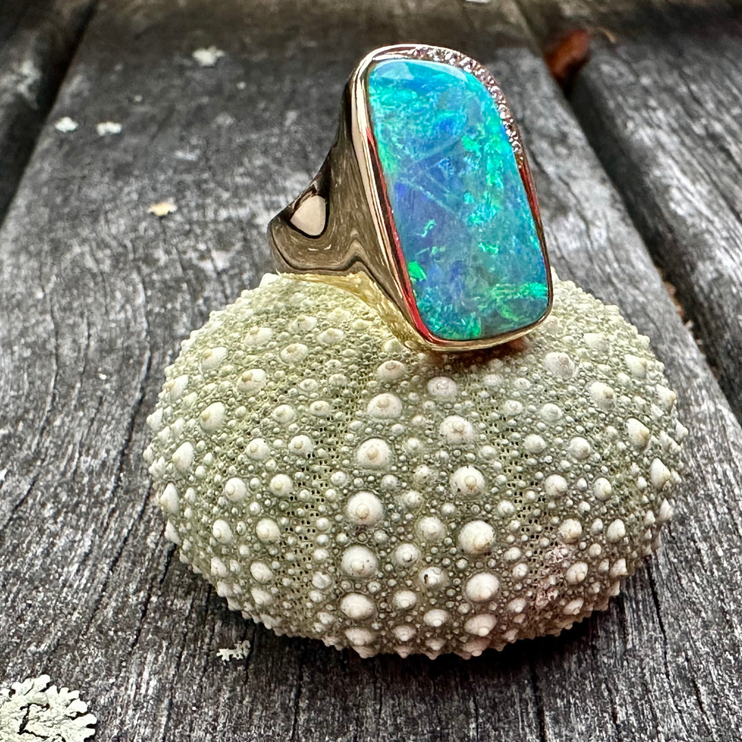 Australian opal doublet ring