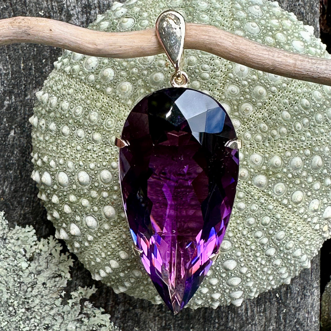 Huge dark purple amethyst pendant