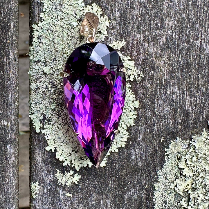 Huge dark purple amethyst pendant