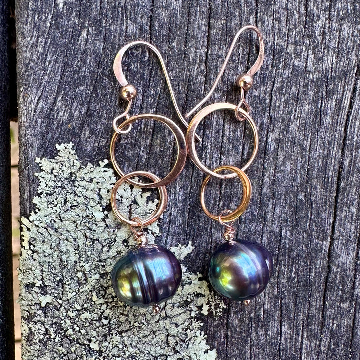 Peacock freshwater pearl earrings