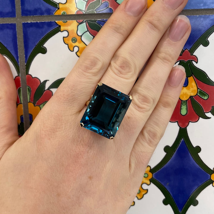 59.5 carat London Blue topaz ring