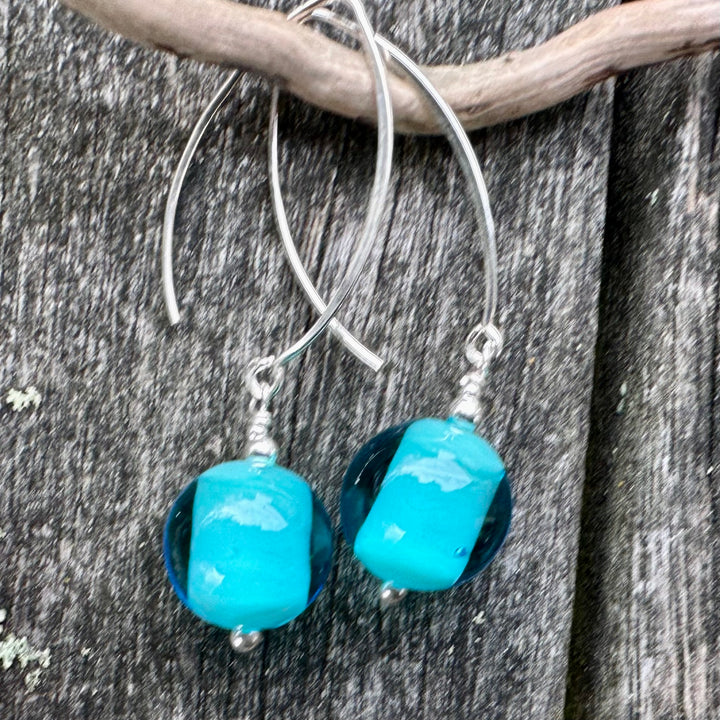 Two colour Venetian glass earrings