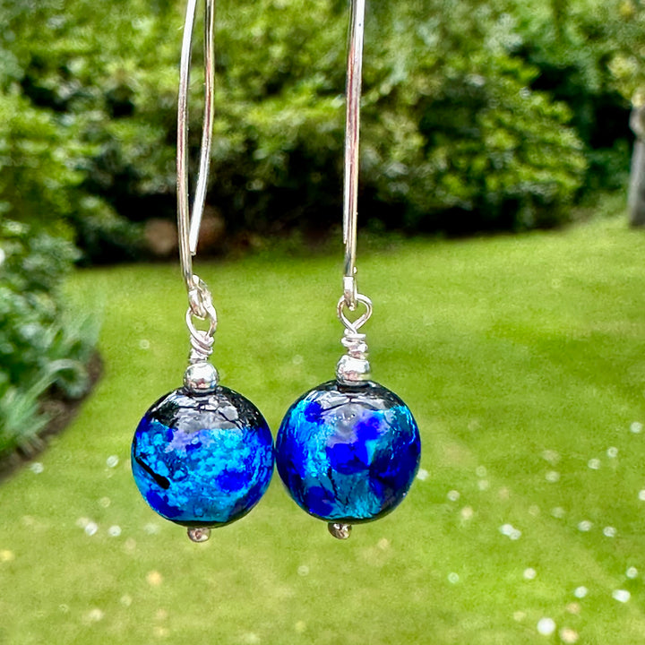 Blue Japanese lampwork earrings