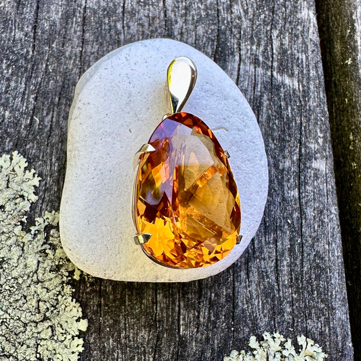 Rose cut Brazilian citrine pendant