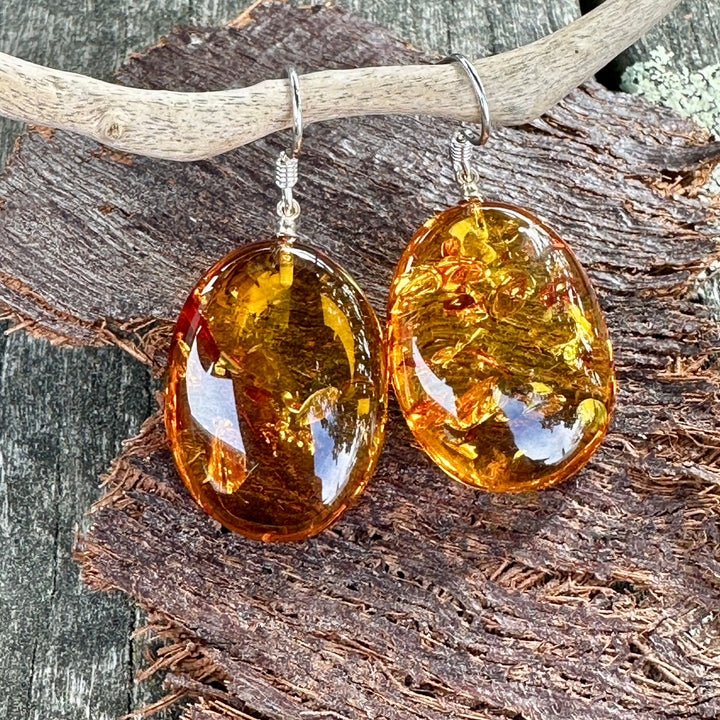 Cognac Baltic Amber earrings