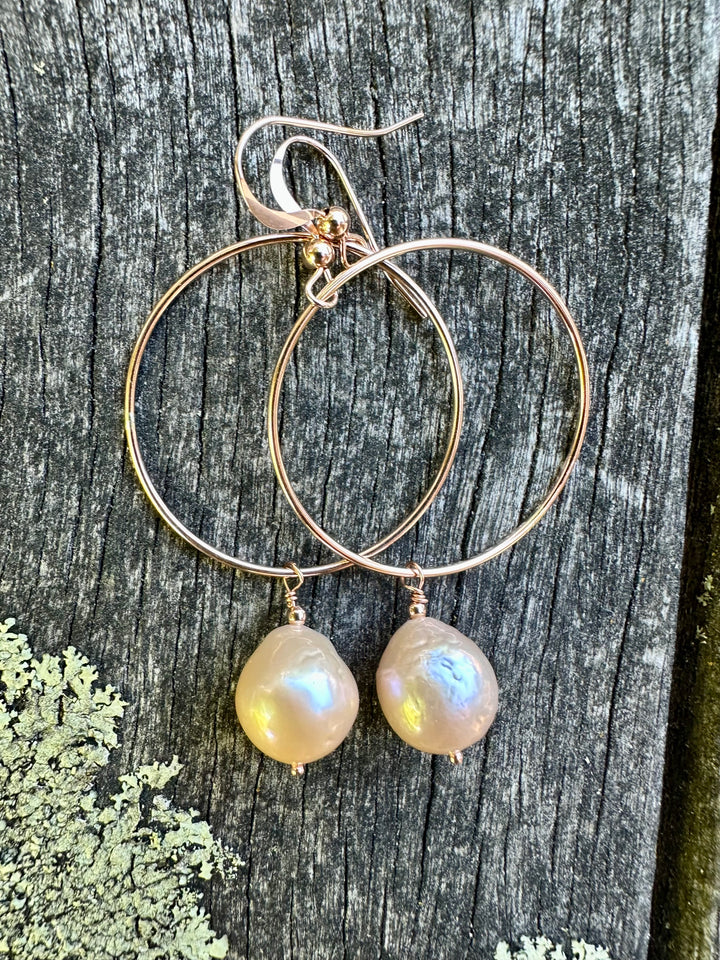 Apricot freshwater pearl earrings