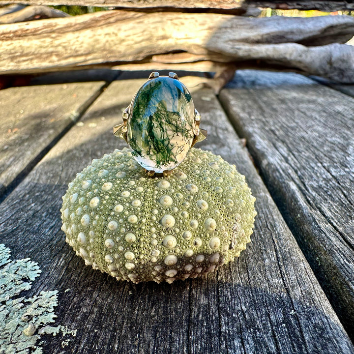 Vintage moss agate ring