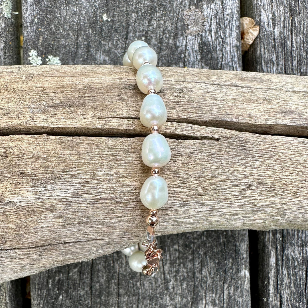 White rice freshwater pearl bracelet