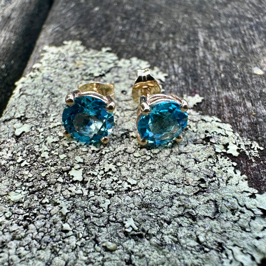 Swiss blue topaz studs